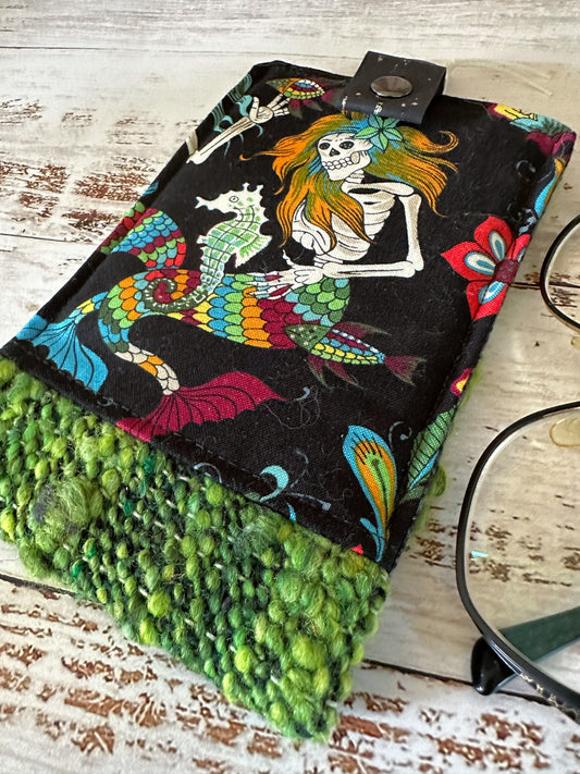 Skeleton Merfolk and Woven Wool Padded Glasses Case
