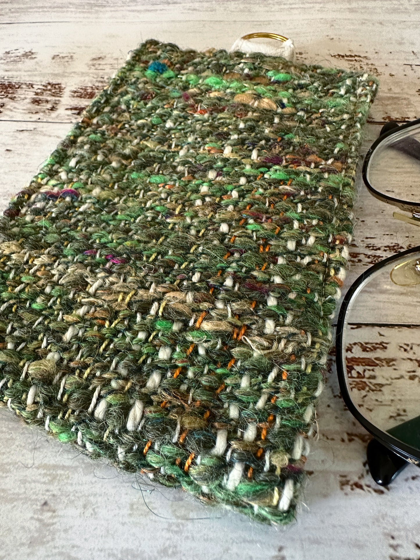 Peony Flowers and Woven Wool Padded Glasses Case