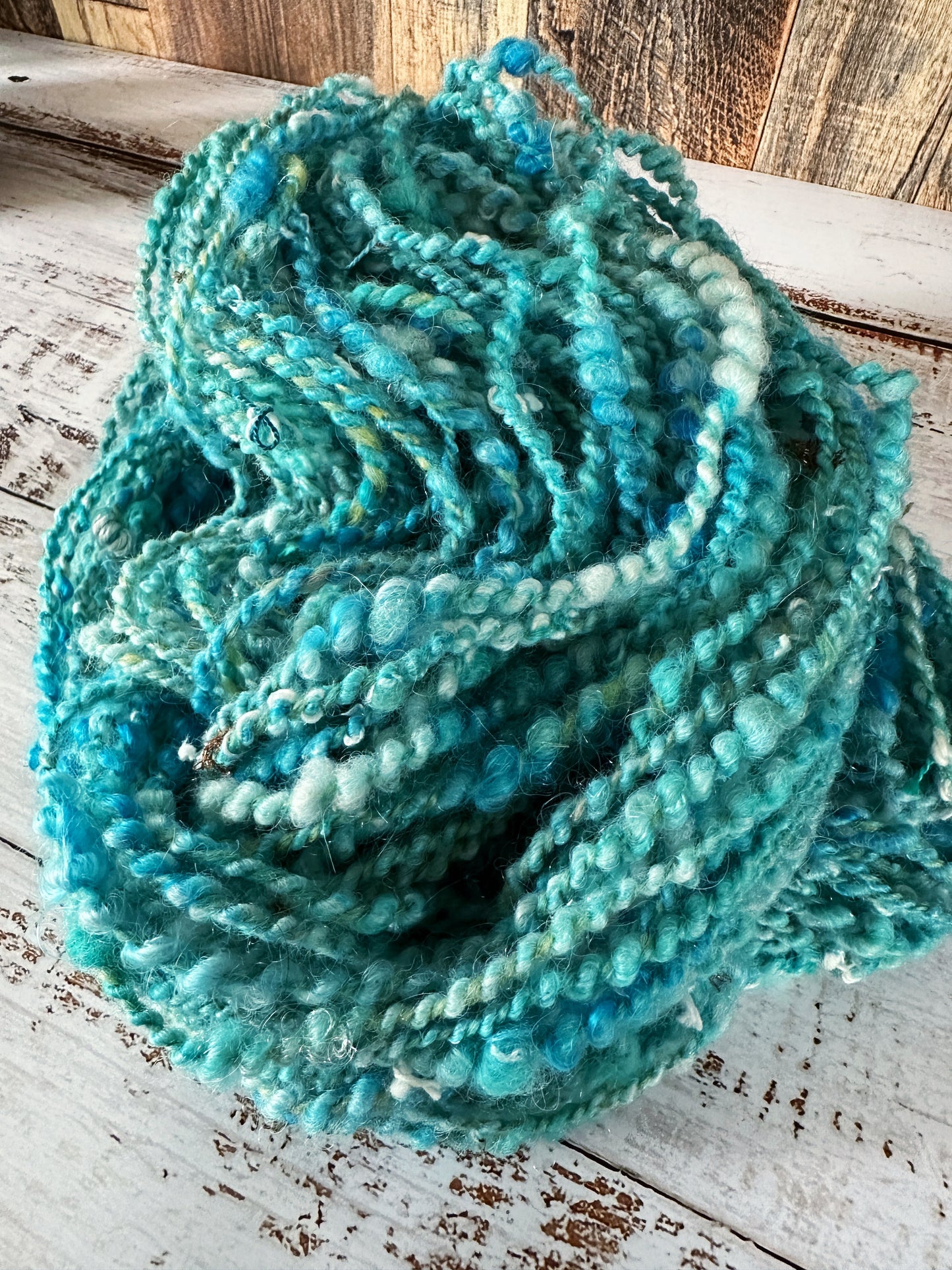 Handspun Art Yarn, Core, Thick and Thin, Coils, 2 PLY