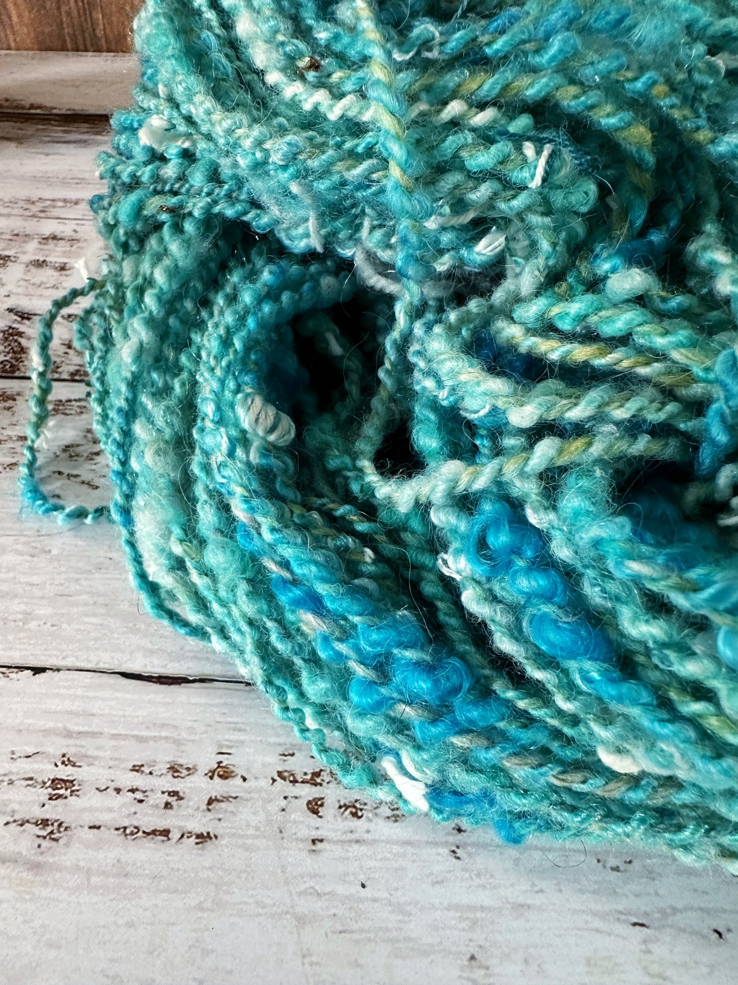 Handspun Art Yarn, Core, Thick and Thin, Coils, 2 PLY