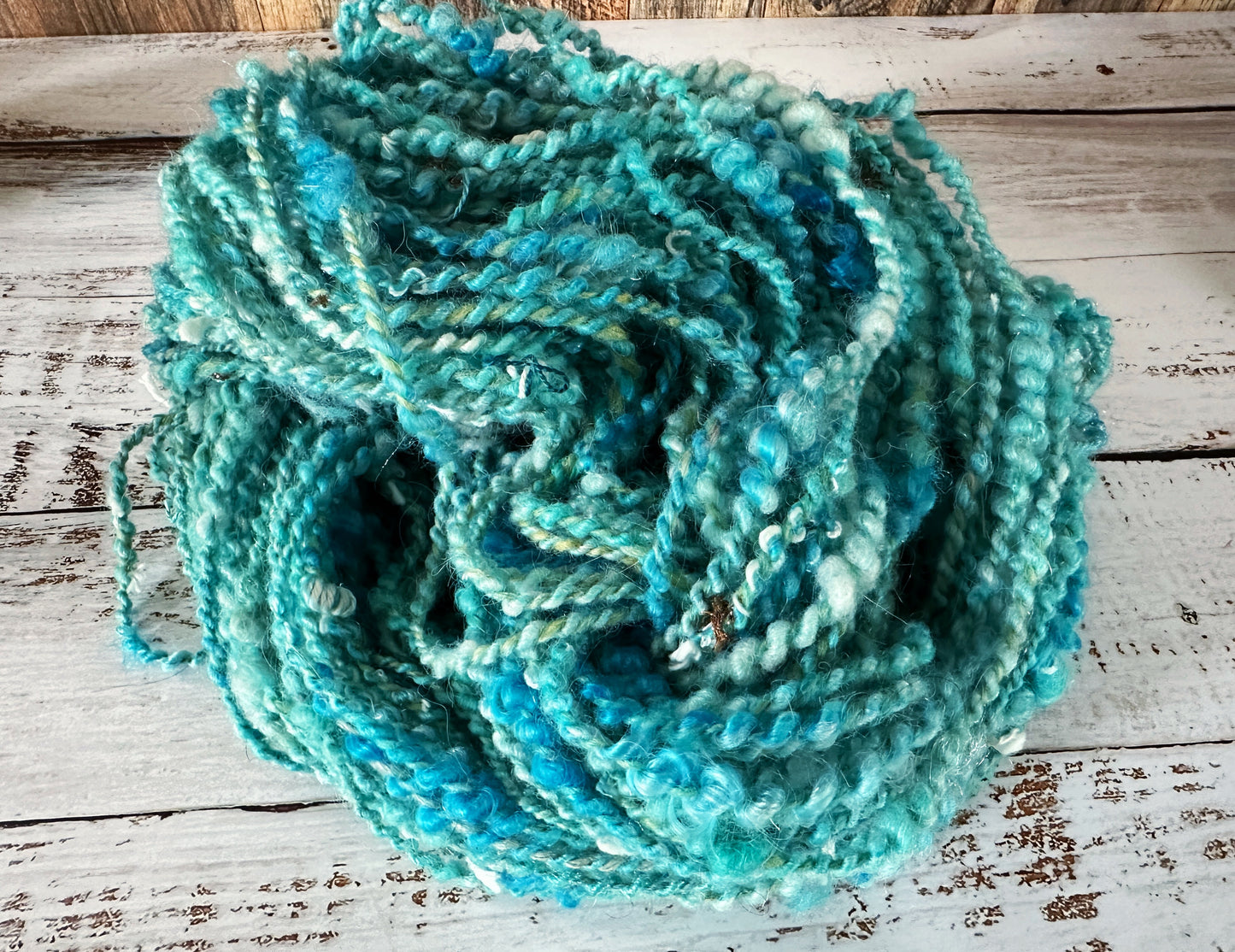 Handspun Art Yarn, Core, Thick and Thin, Coils, 2 PLY