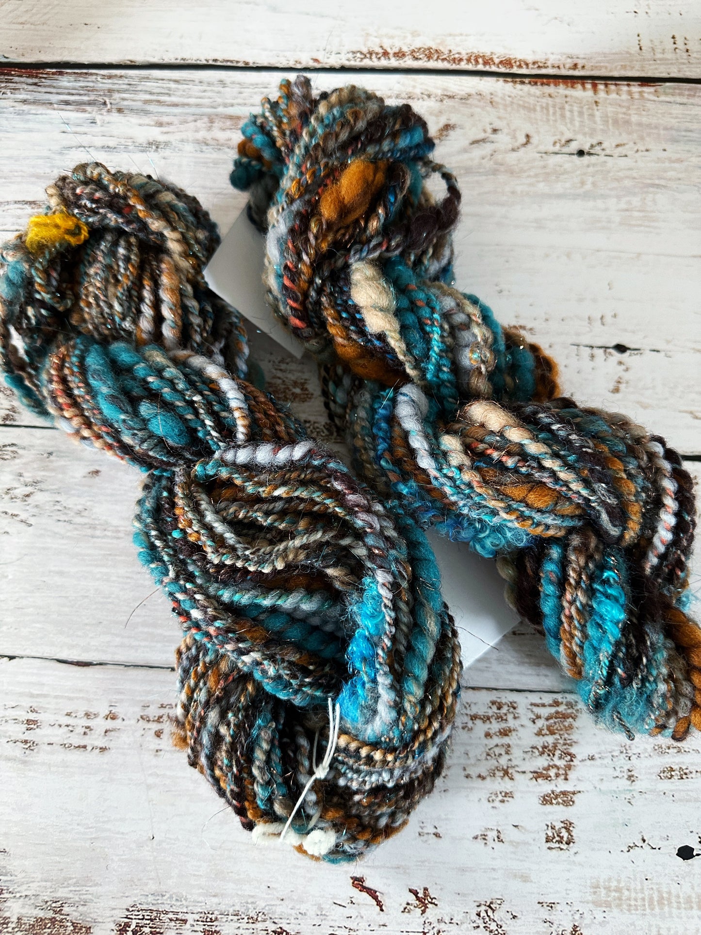 Handspun Art Yarn, Thick and Thin, Coils, 2 PLY