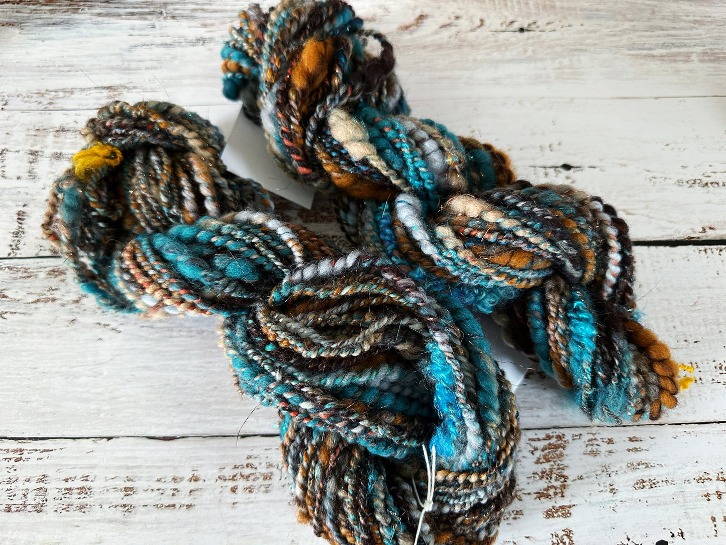 Handspun Art Yarn, Thick and Thin, Coils, 2 PLY