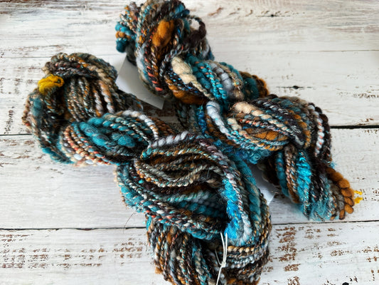 Handspun Art Yarn, Thick and Thin, Coils, 2 PLY