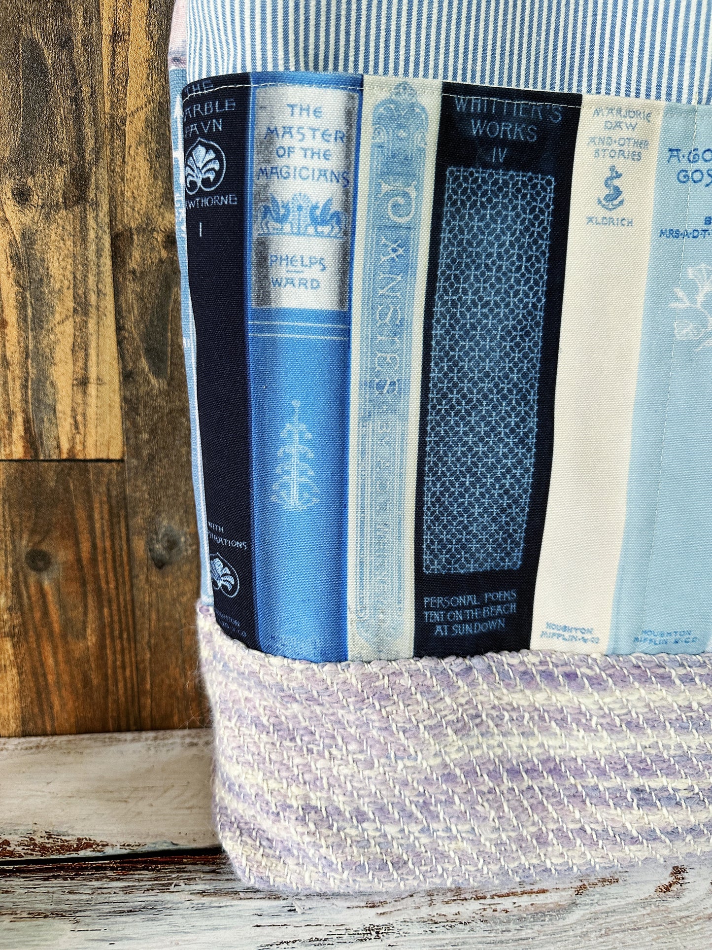 Vintage Bookshelf with Handwoven Alpaca Extra Large Tote