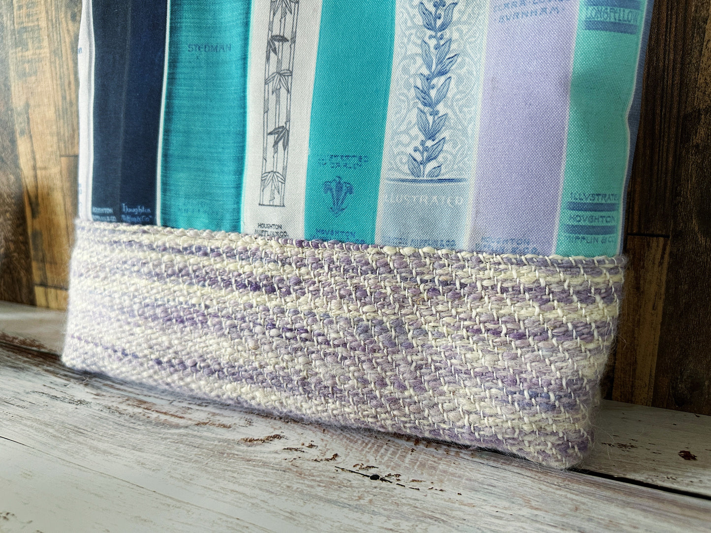Vintage Bookshelf with Handwoven Alpaca Extra Large Tote