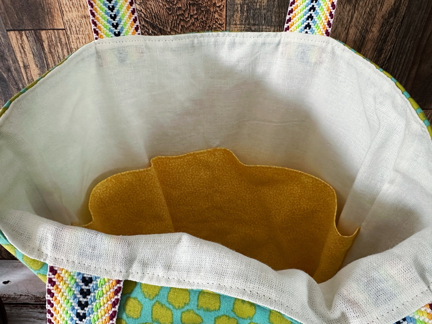 Abstract Birds with Handwoven Wool Extra Large Tote