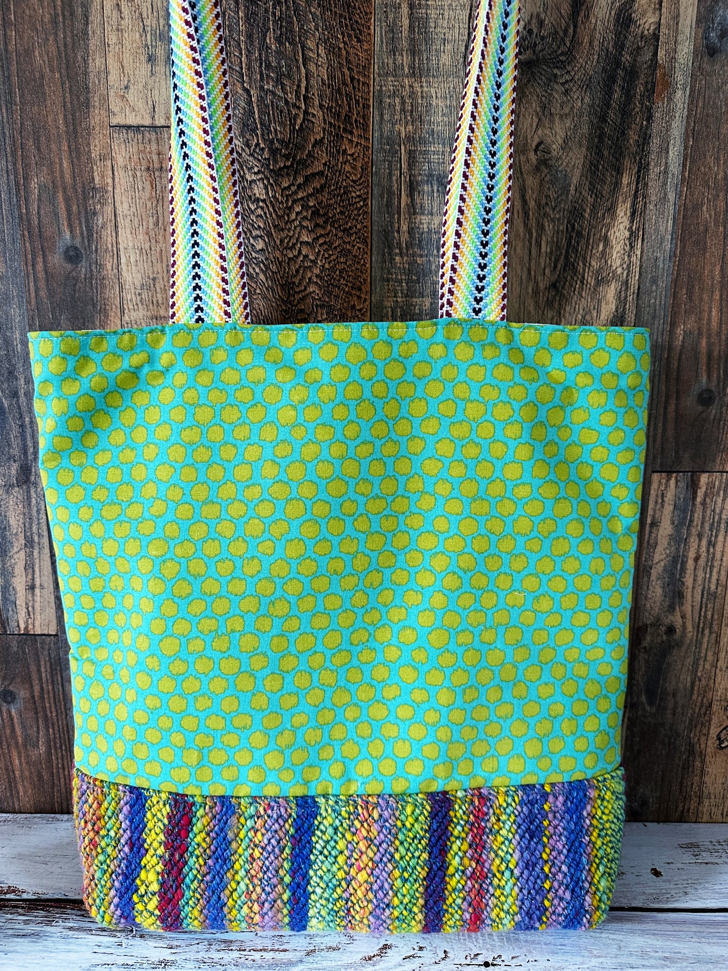 Abstract Birds with Handwoven Wool Extra Large Tote