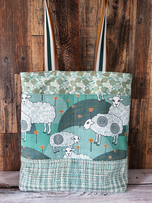 Sweet Sheep with Handwoven Wool Extra Large Tote