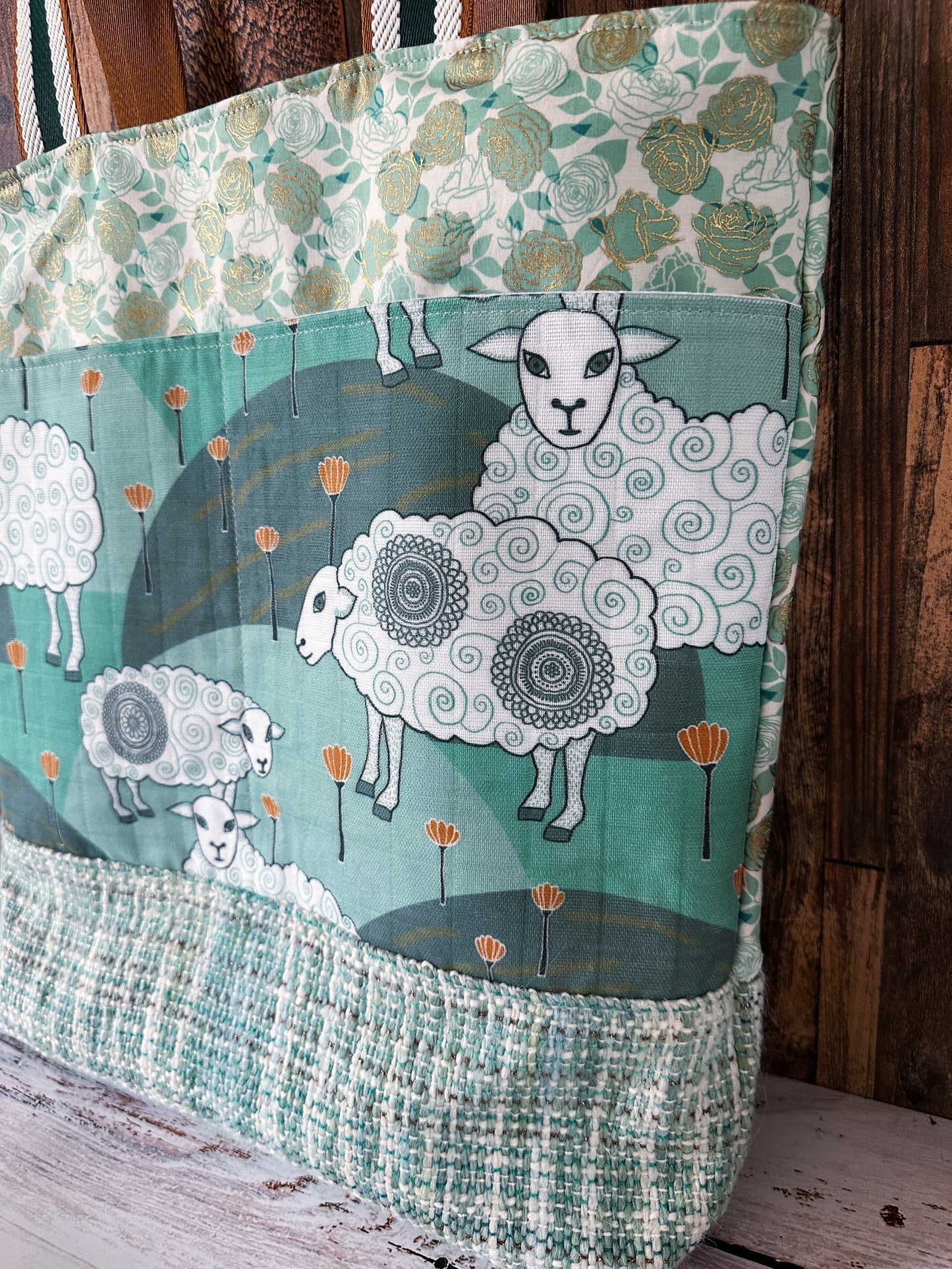 Sweet Sheep with Handwoven Wool Extra Large Tote