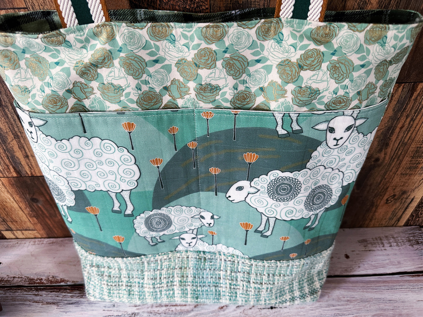 Sweet Sheep with Handwoven Wool Extra Large Tote