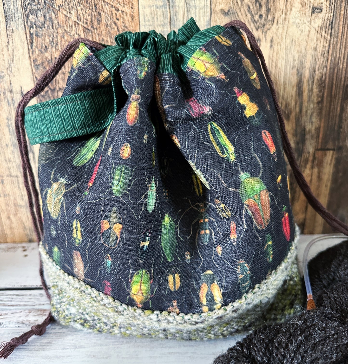 Rainbow of Scarabs with Handwoven Wool Medium Project Bag