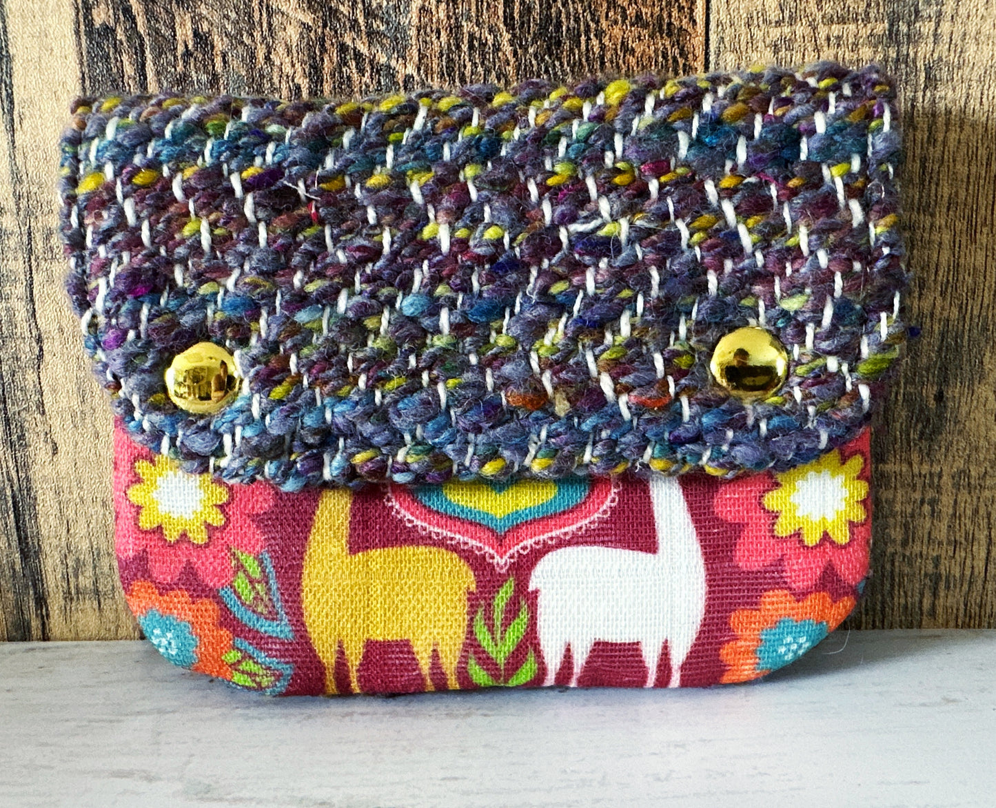 Llama Parade & Woven Wool Simple Card Wallet