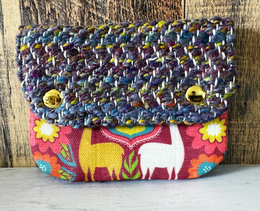 Llama Parade & Woven Wool Simple Card Wallet