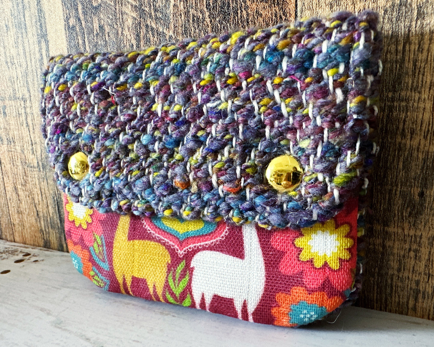 Llama Parade & Woven Wool Simple Card Wallet