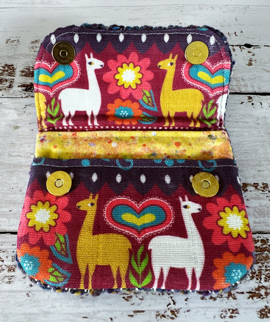 Llama Parade & Woven Wool Simple Card Wallet