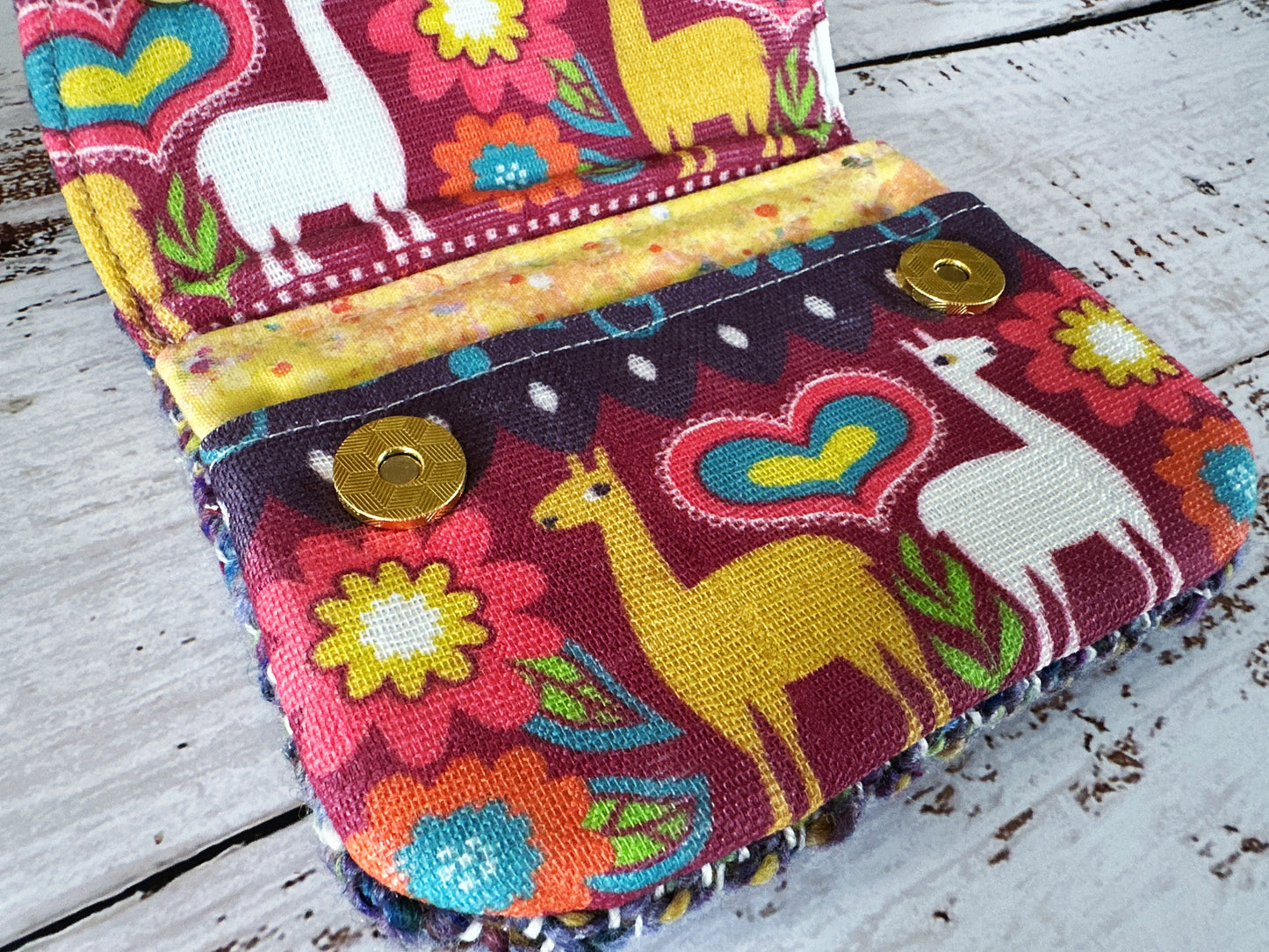 Llama Parade & Woven Wool Simple Card Wallet