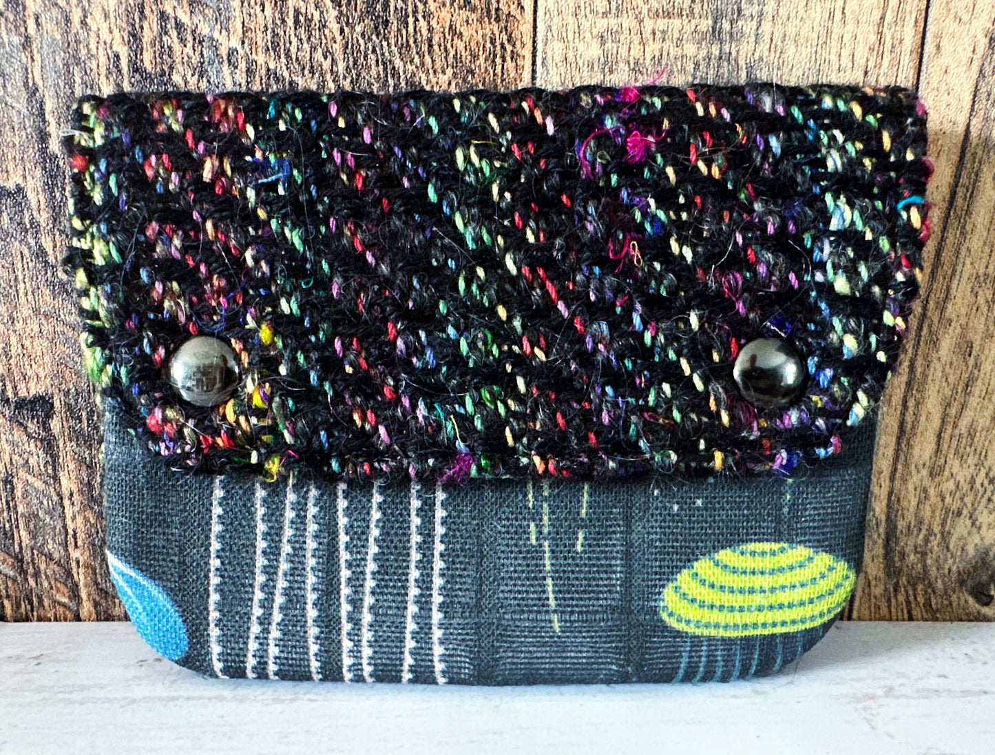 Rainbow Jellyfish & Woven Wool Simple Card Wallet