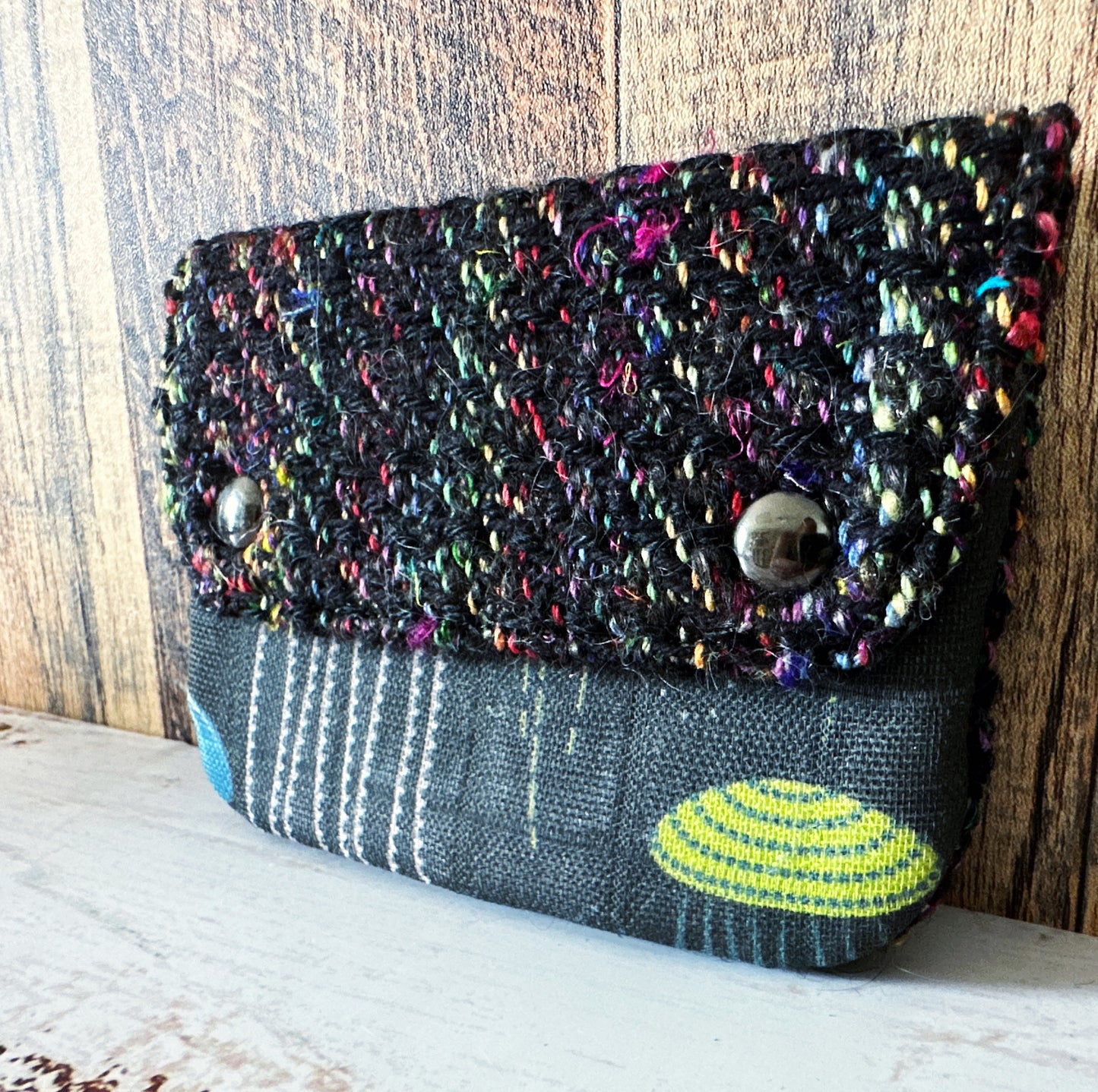 Rainbow Jellyfish & Woven Wool Simple Card Wallet