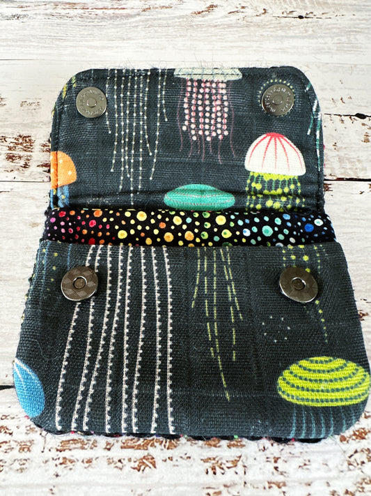 Rainbow Jellyfish & Woven Wool Simple Card Wallet