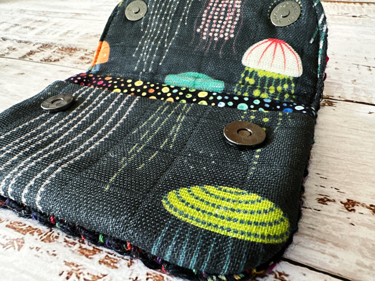 Rainbow Jellyfish & Woven Wool Simple Card Wallet