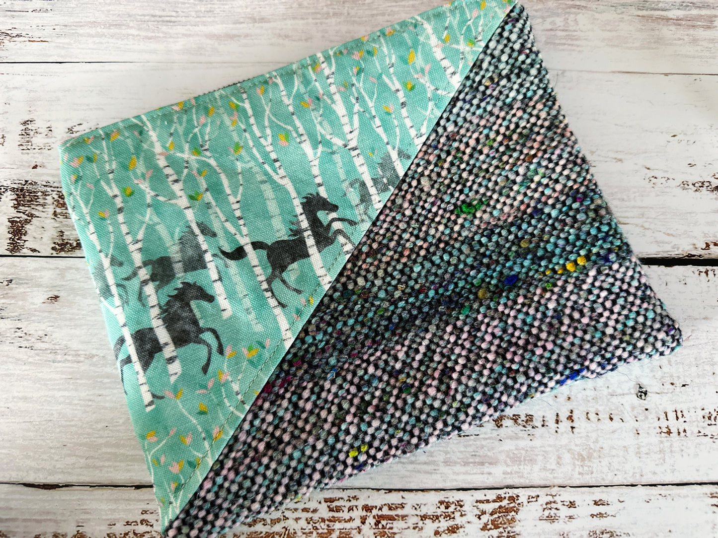 Wild Horses with Handwoven Wool Grab and Go Zipper Bag