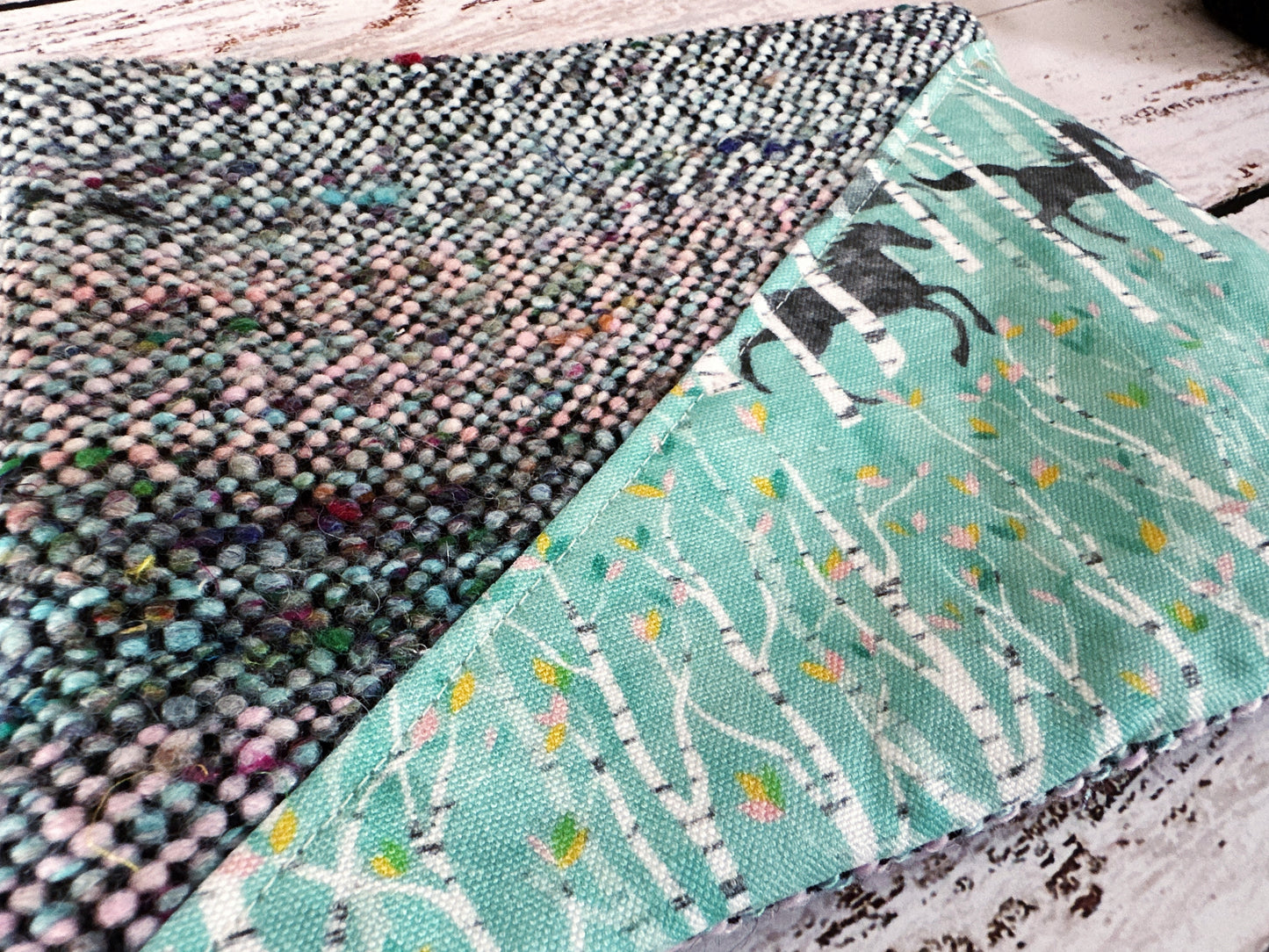 Wild Horses with Handwoven Wool Grab and Go Zipper Bag