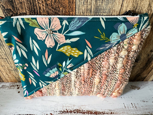 Floral with Handwoven Wool Grab and Go Zipper Bag