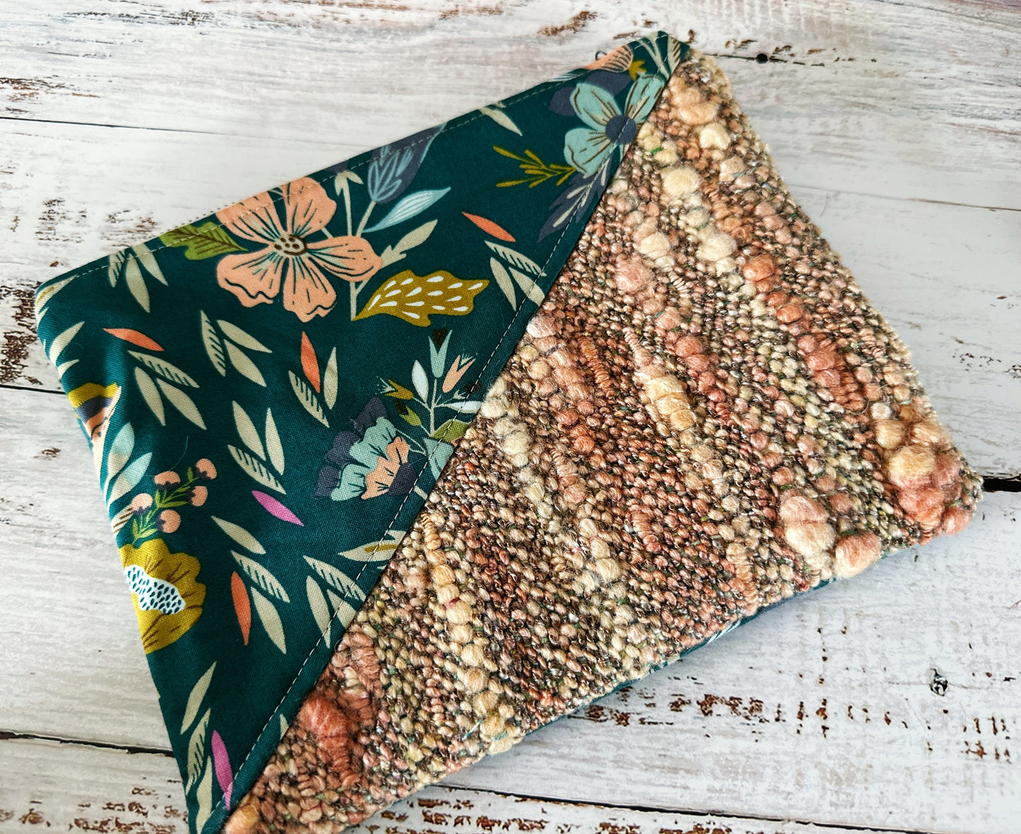 Floral with Handwoven Wool Grab and Go Zipper Bag