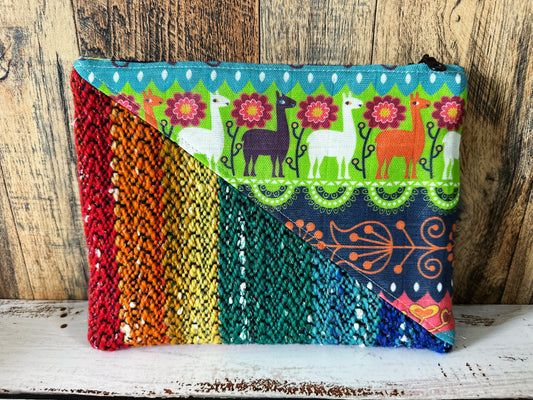 Llama Parade with Handwoven Wool Grab and Go Zipper Bag