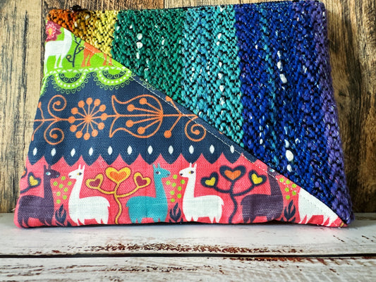 Llama Parade with Handwoven Wool Grab and Go Zipper Bag