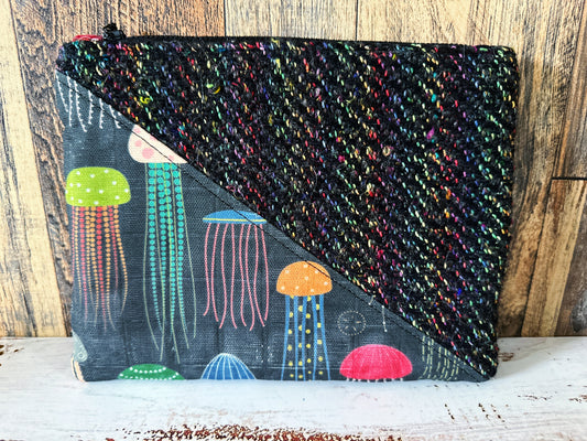 Rainbow Jellyfish with Handwoven Wool Grab and Go Zipper Bag