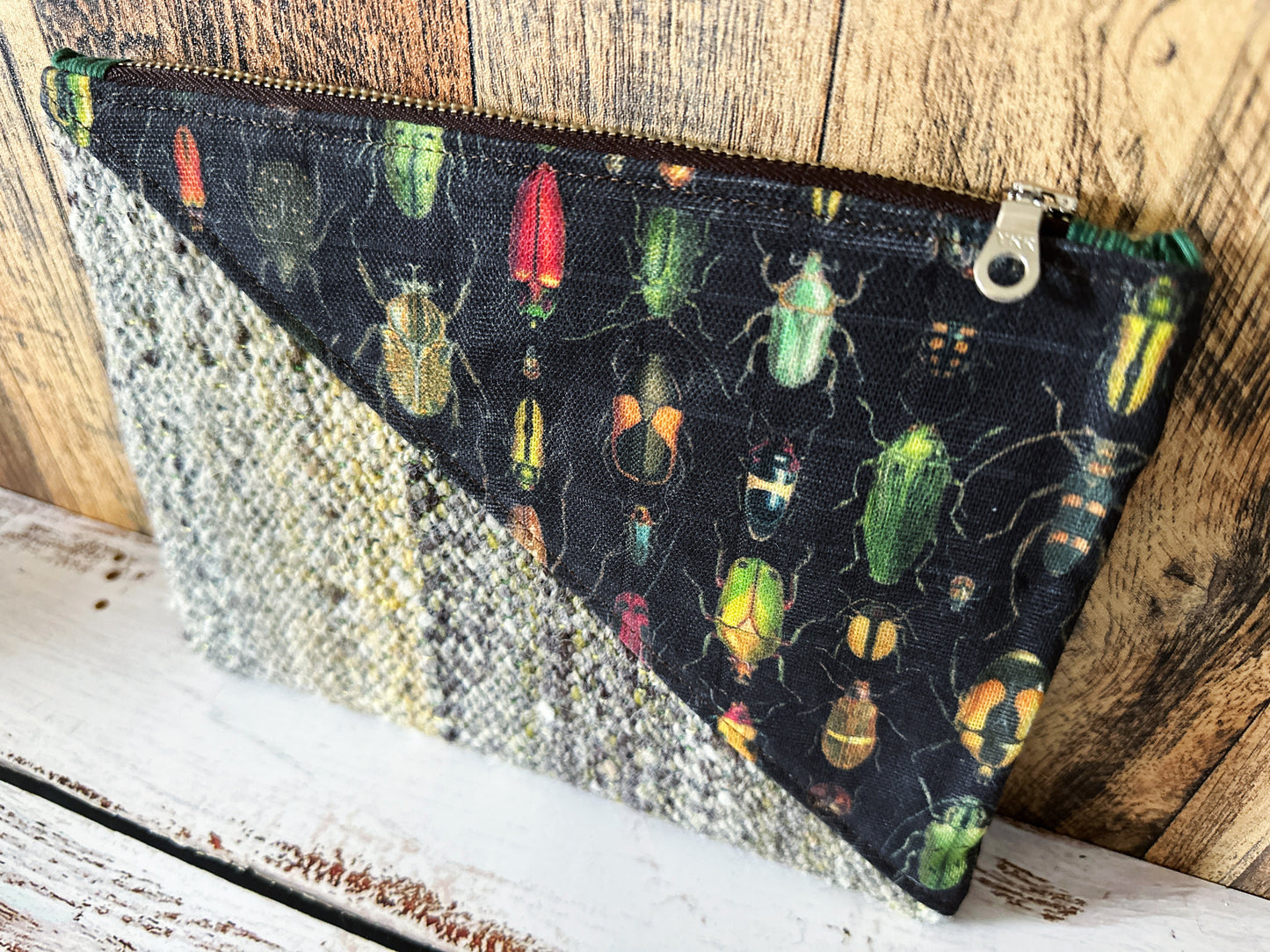 Rainbow of Scarabs with Handwoven Wool Grab and Go Zipper Bag