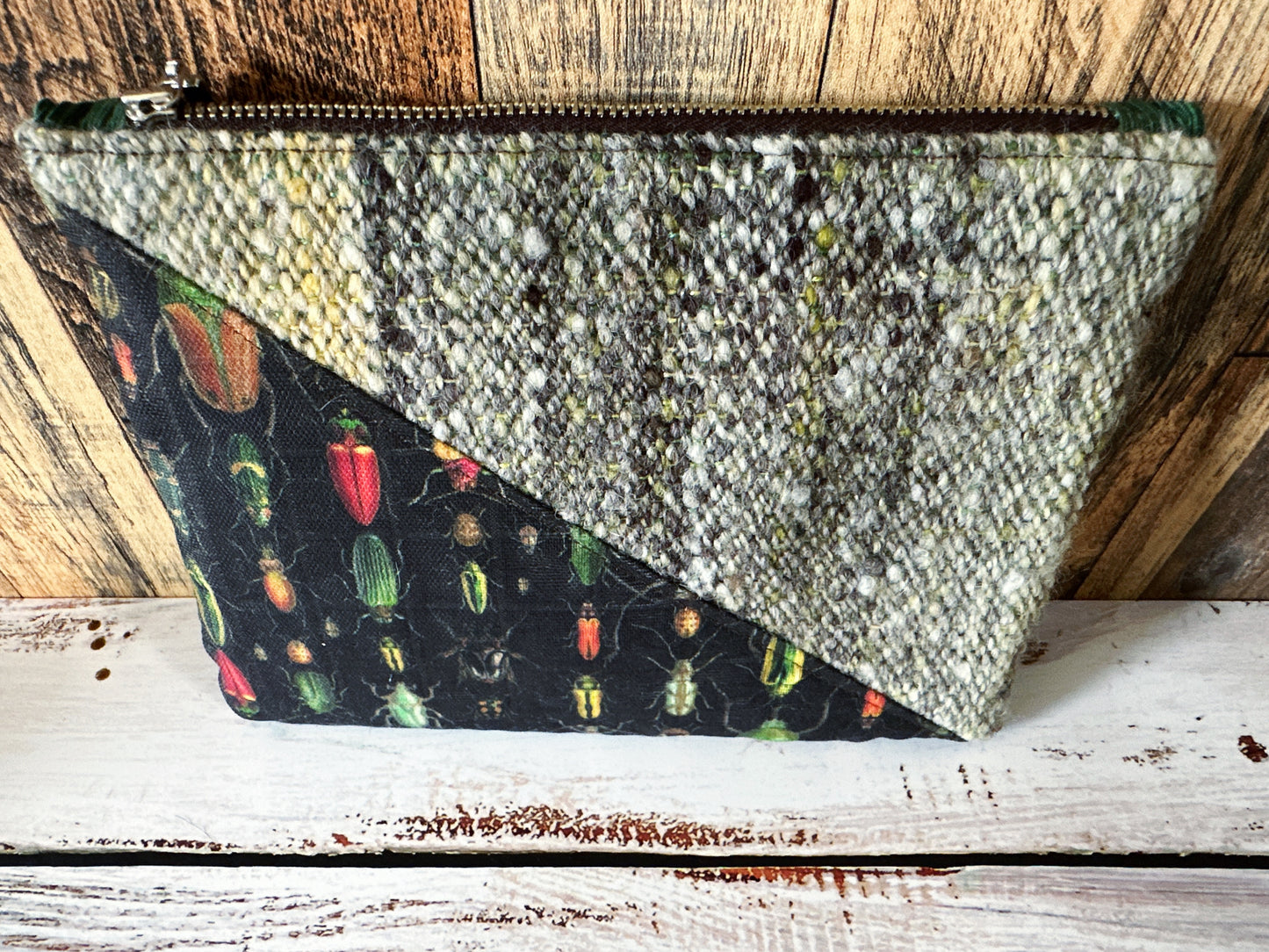 Rainbow of Scarabs with Handwoven Wool Grab and Go Zipper Bag