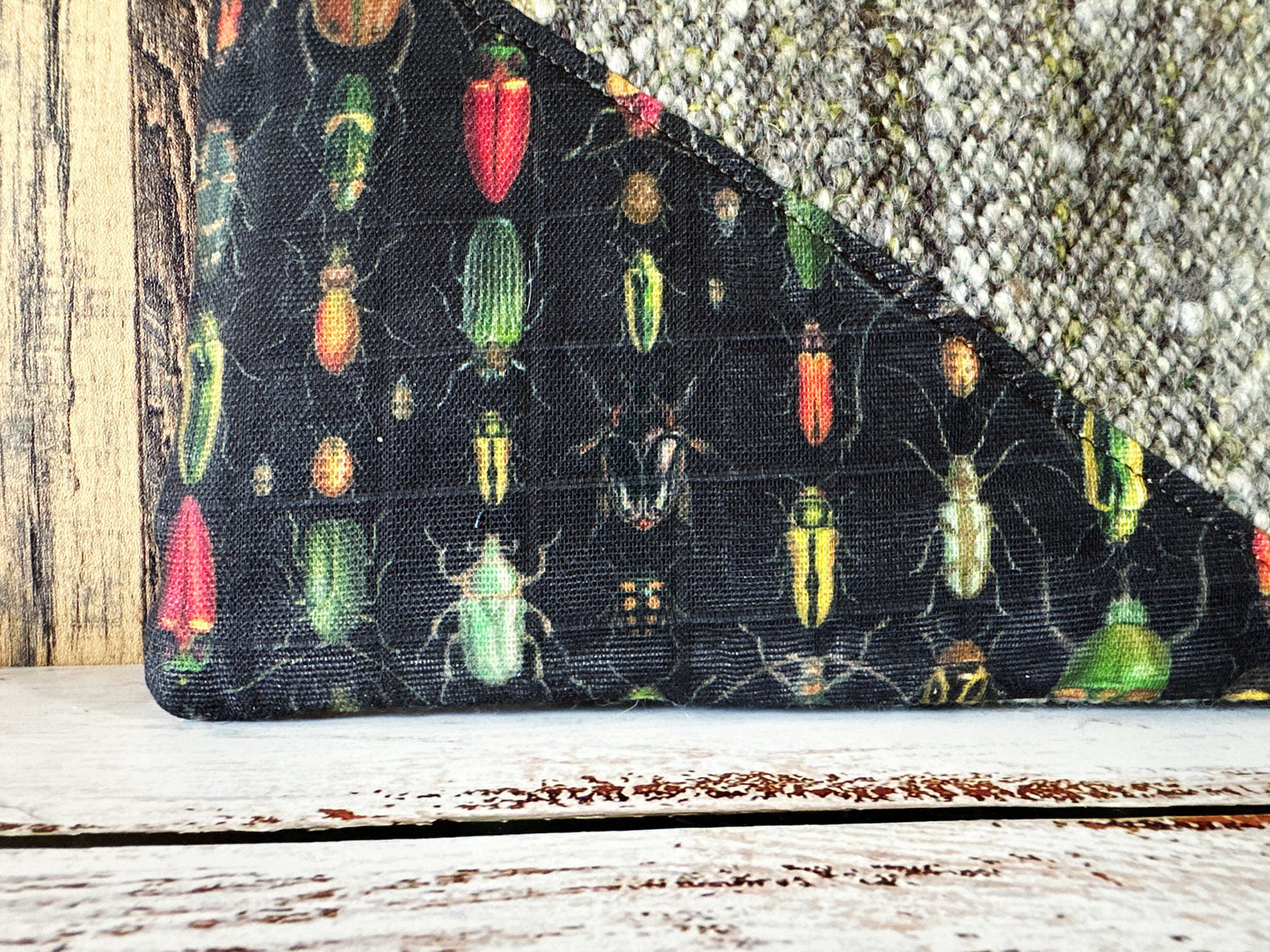 Rainbow of Scarabs with Handwoven Wool Grab and Go Zipper Bag