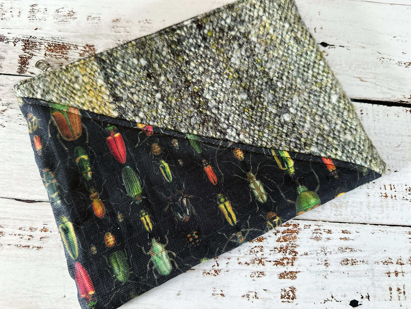 Rainbow of Scarabs with Handwoven Wool Grab and Go Zipper Bag