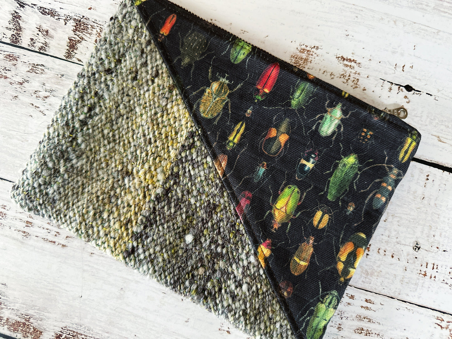 Rainbow of Scarabs with Handwoven Wool Grab and Go Zipper Bag
