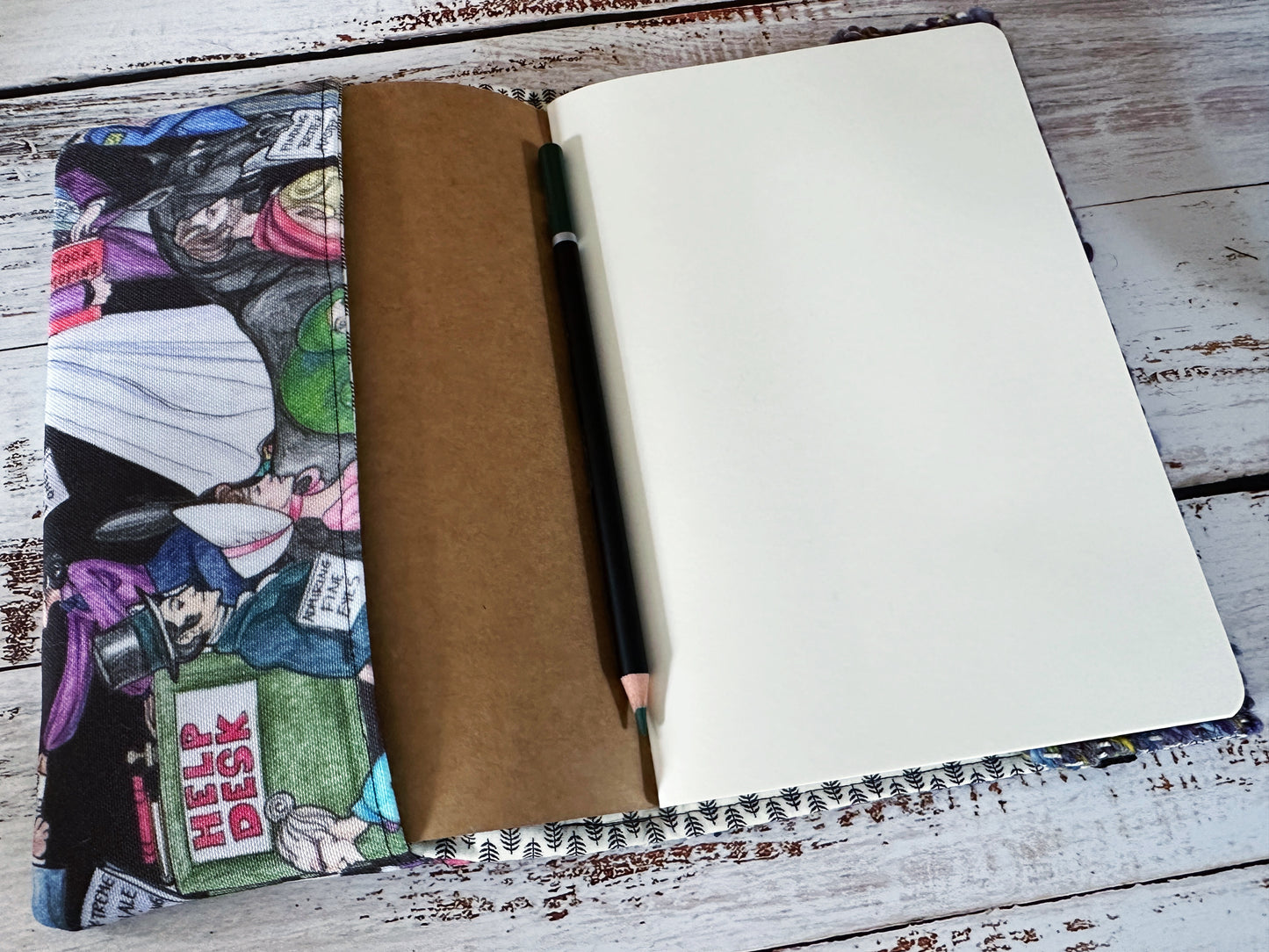 Help Desk with Handwoven Wool Adjustable A5 Journal Cover for Book Lovers