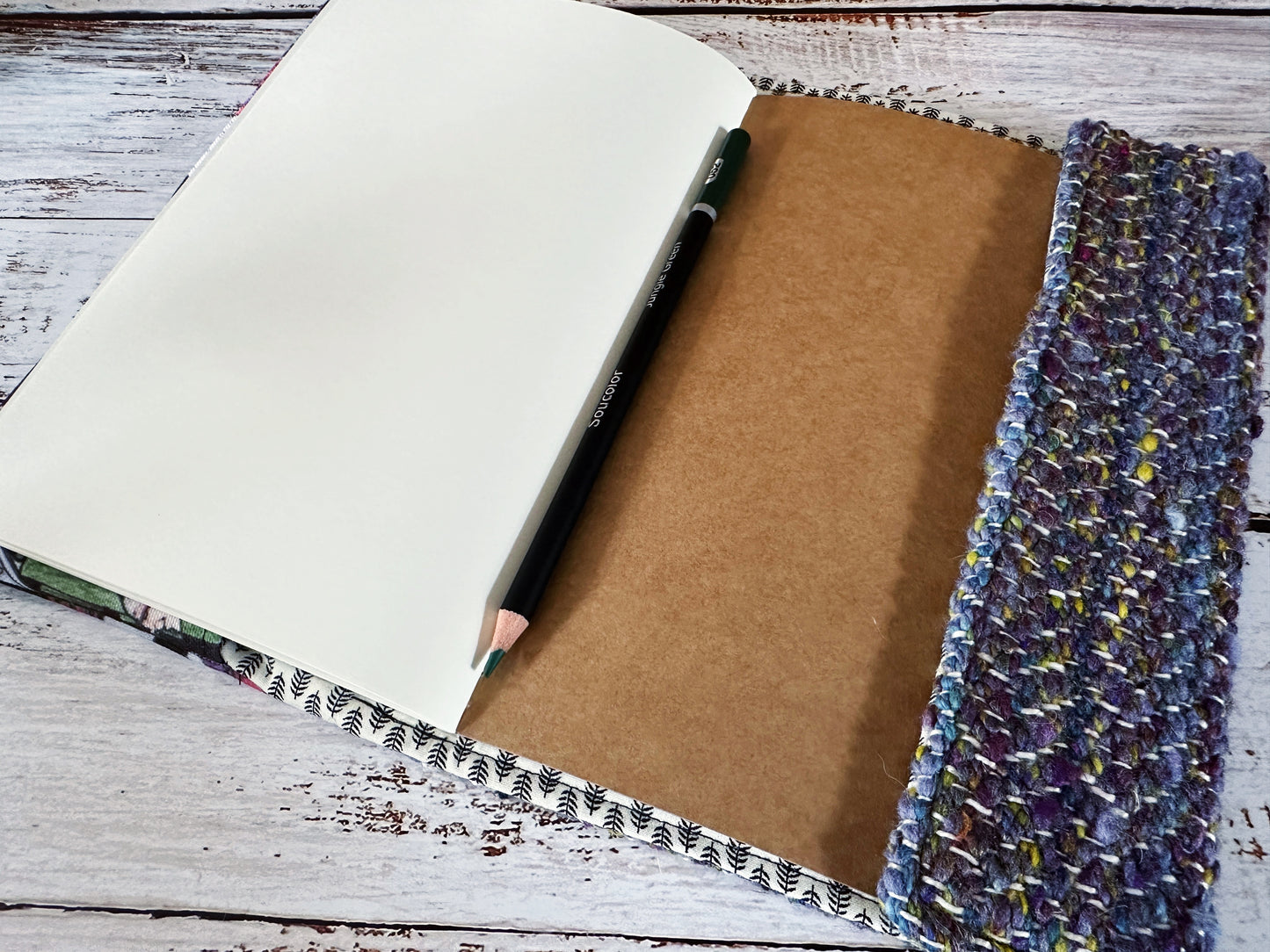 Help Desk with Handwoven Wool Adjustable A5 Journal Cover for Book Lovers