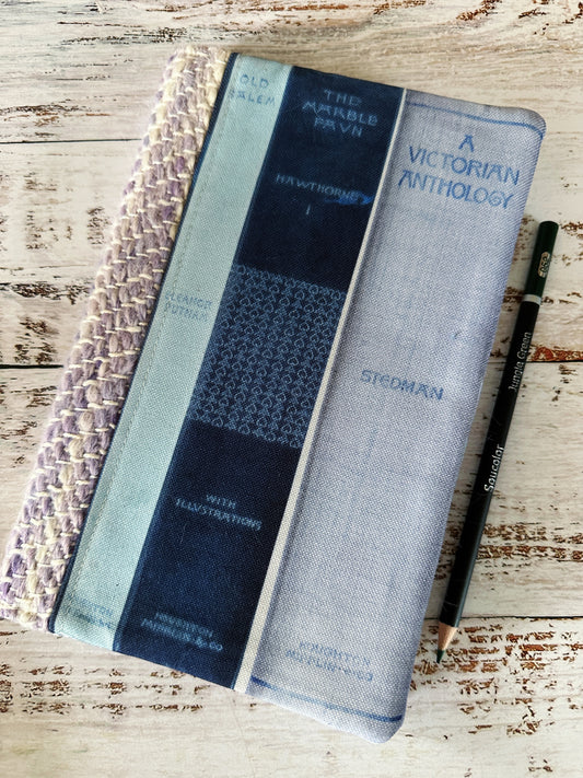 Vintage Bookshelf with Handwoven Wool Adjustable A5 Journal Cover