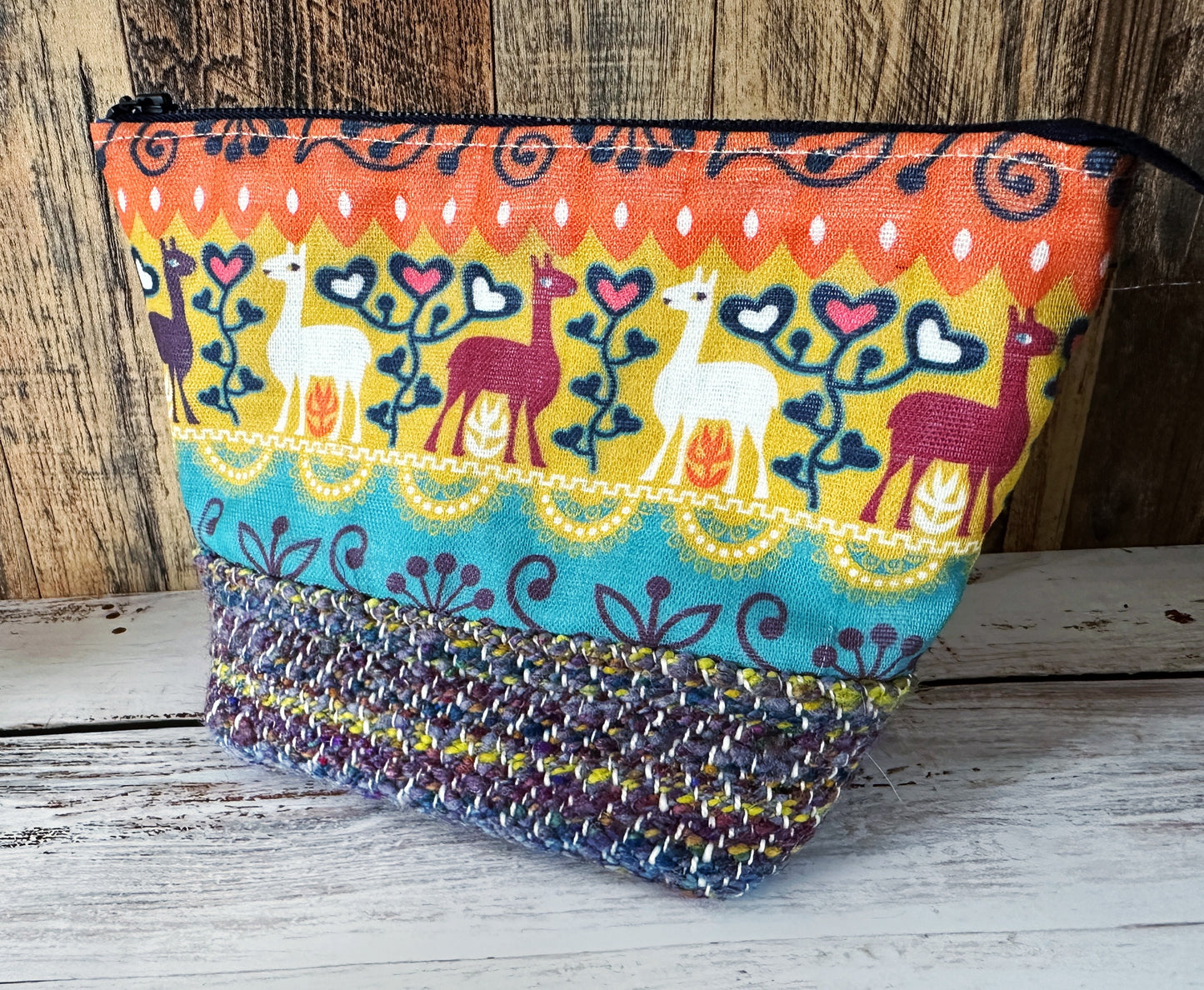 Llama Parade & Handwoven Wool Small Open Wide Bag