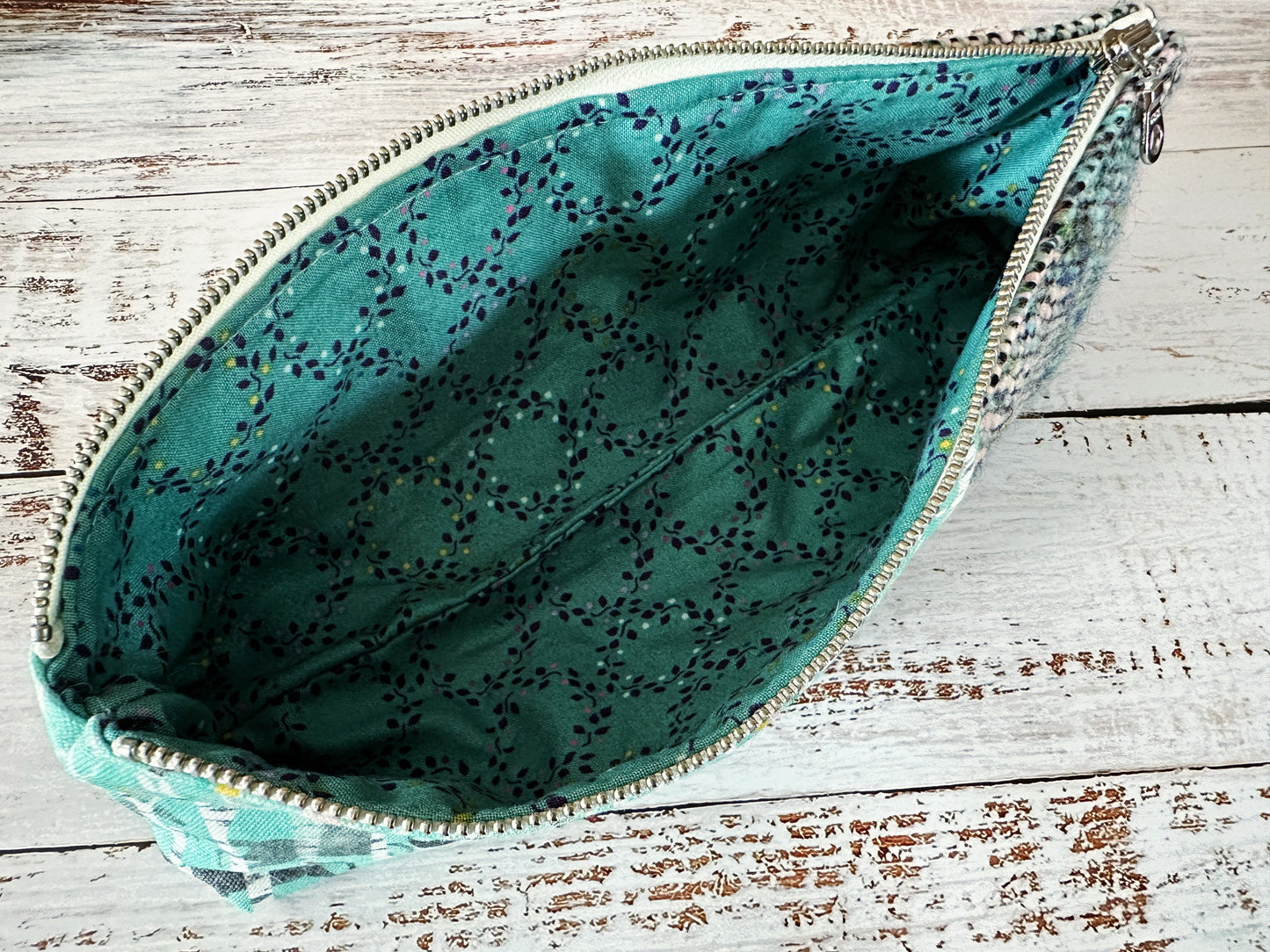 Wild Horses with Handwoven Wool Long and Lean Zipper Bag
