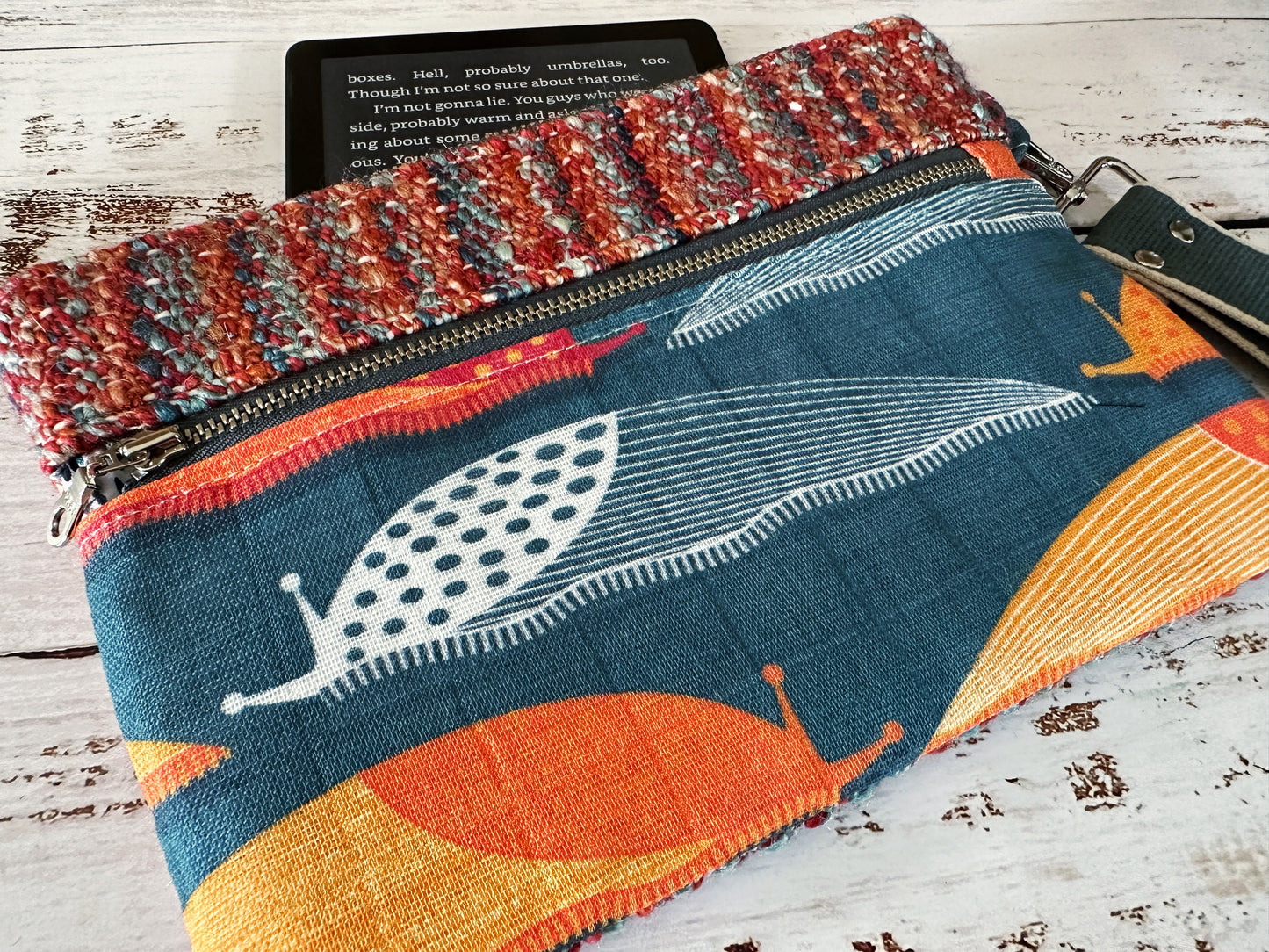 Slug Parade & Handwoven Wool Double Zipper Clutch, Perfect for E Readers