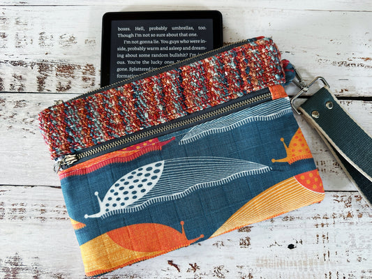 Slug Parade & Handwoven Wool Double Zipper Clutch, Perfect for E Readers