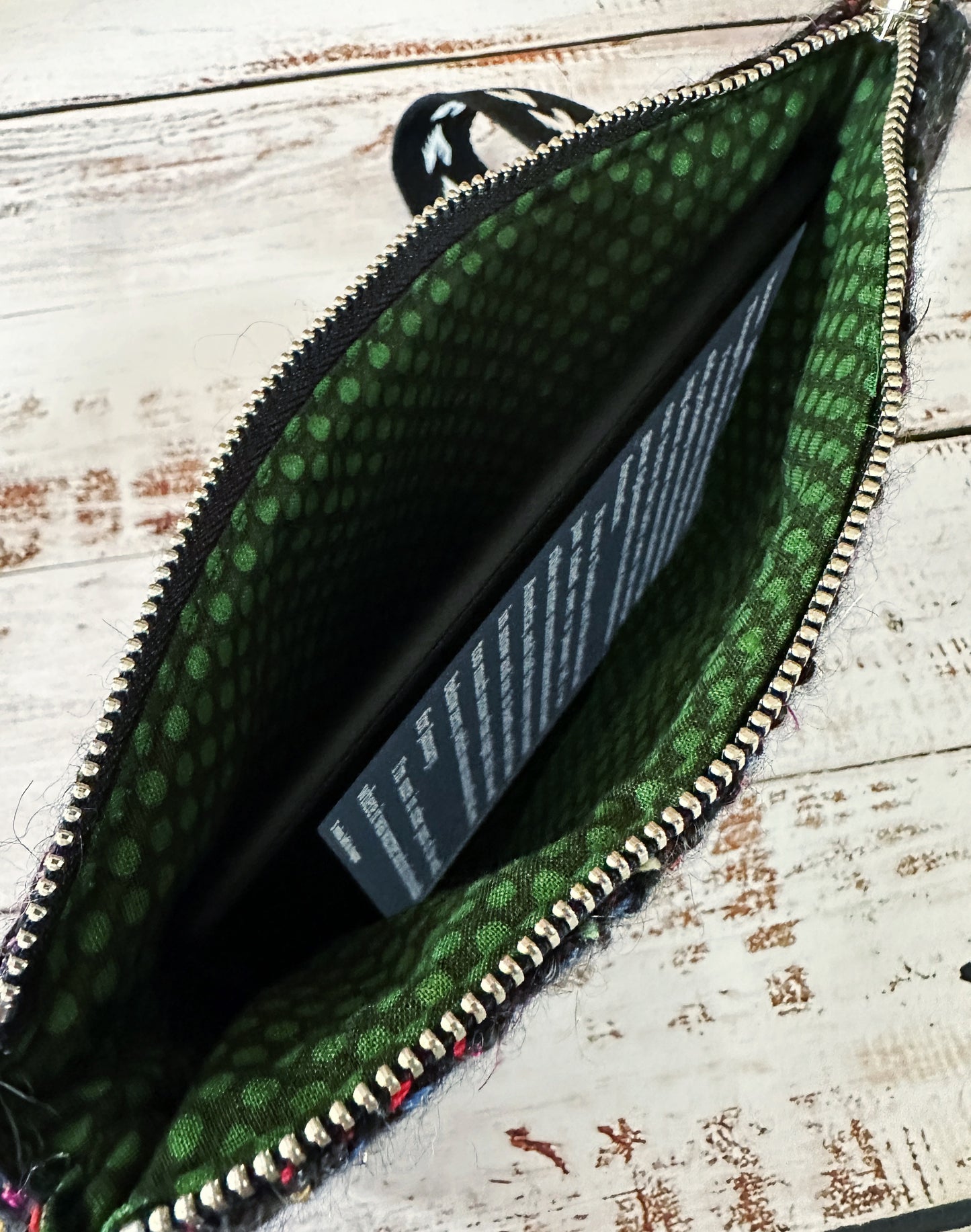 Rainbow Jellyfish & Handwoven Wool Double Zipper Clutch, Perfect for E Readers