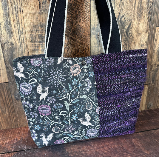 Pollinator Dragons and Handwoven Wool Med Tote