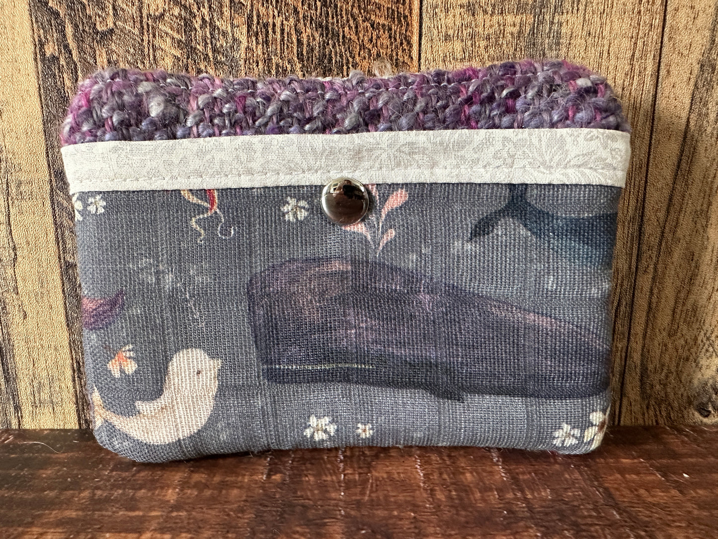 Dolphins and Whales Handwoven Wool Simple Zipper Wallet