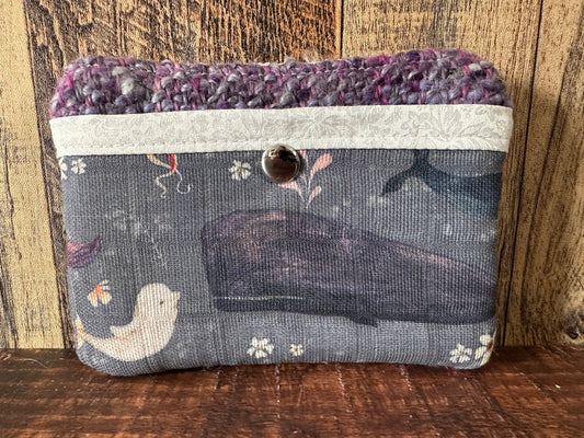 Dolphins and Whales Handwoven Wool Simple Zipper Wallet