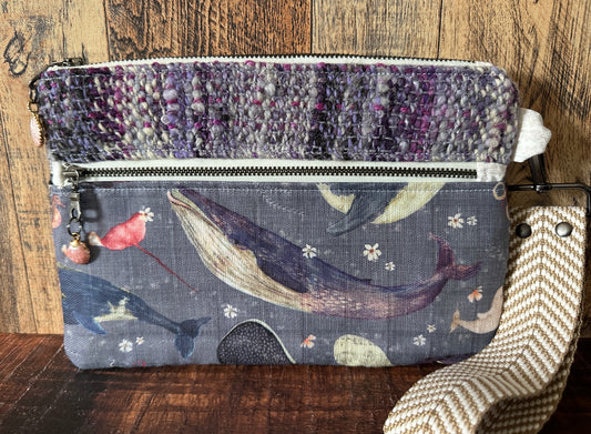 Dolphins and Whales Zipper Clutch~ Perfect for E-Readers