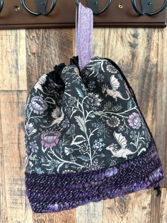 Pollinator Dragons and Handwoven Wool Medium Project Bag